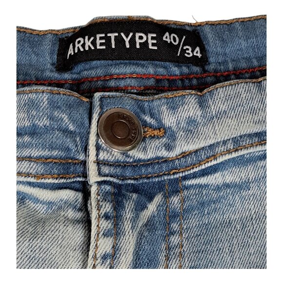 Y2K 90s Arketype Mens Denim Cargo Jeans Distressed  40x34 Rugged Streetwear Flaw - Picture 3 of 15